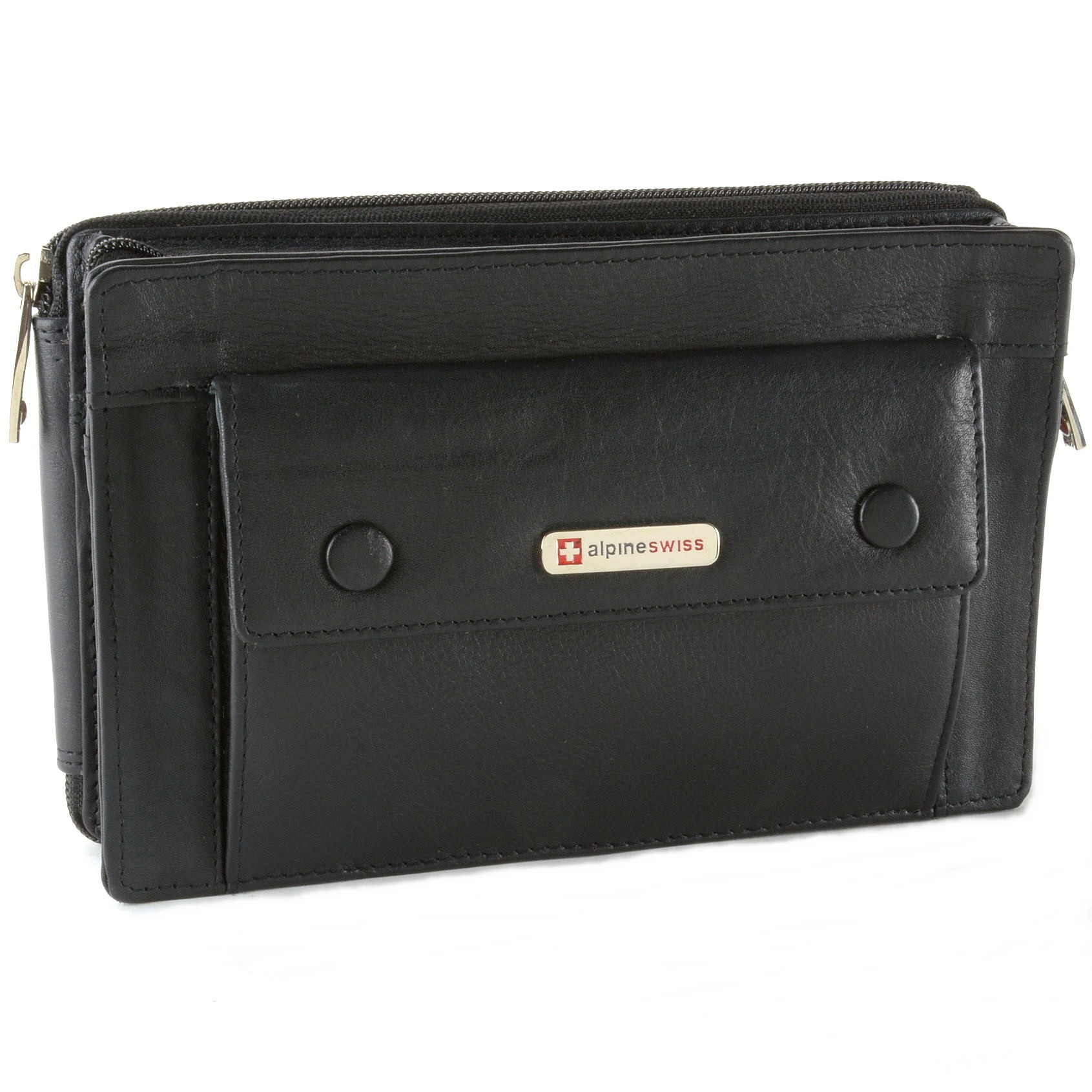 Alpine Swiss Men's RFID Blocking Leather Clutch Bag Travel Case Wallet